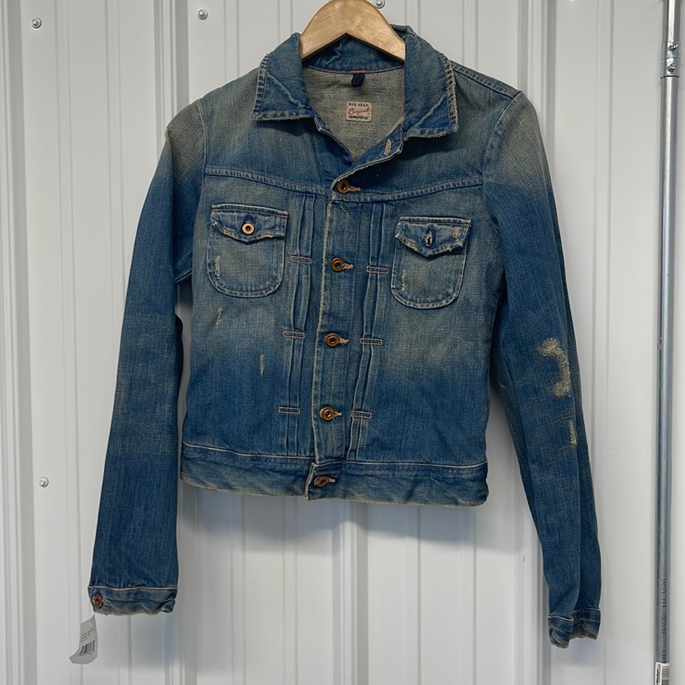 Big Star Distressed Jean Jacket Medium New
